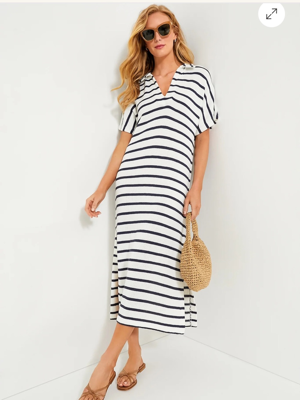 Pomander Place for Tuckernuck Maren Polo Dress in French Stripe Knit XS/S